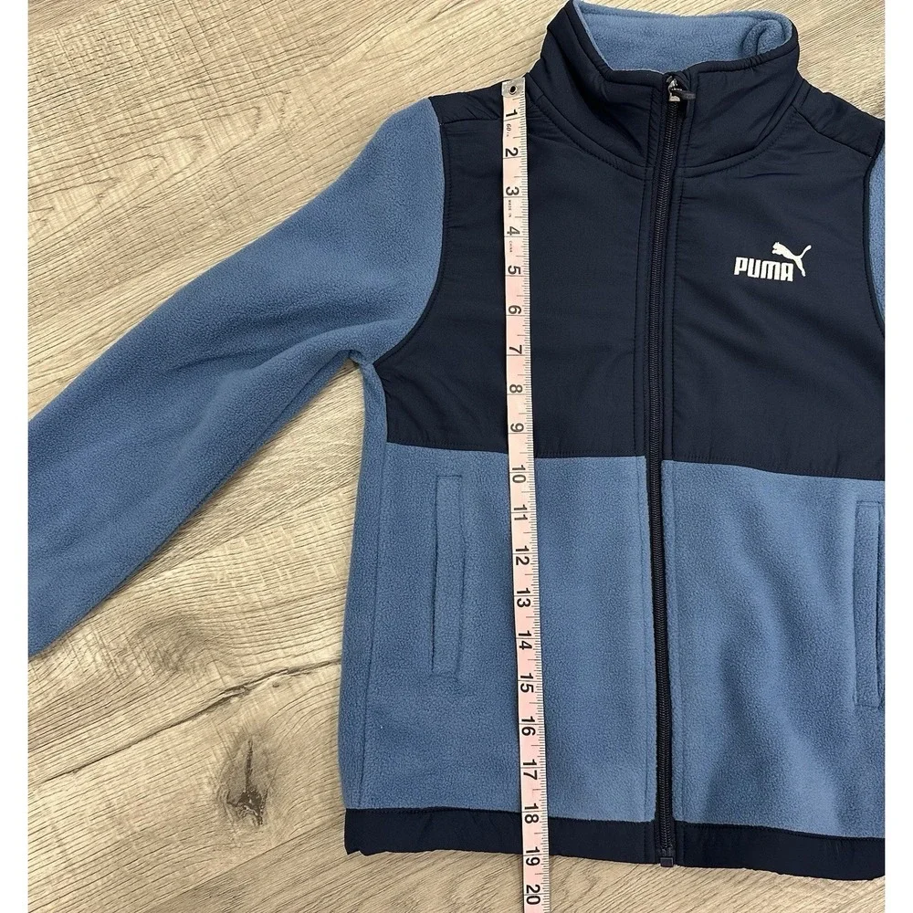 Boys Puma Contrast Fleece Full Zip‎ Track Jacket Blue Size 6 New